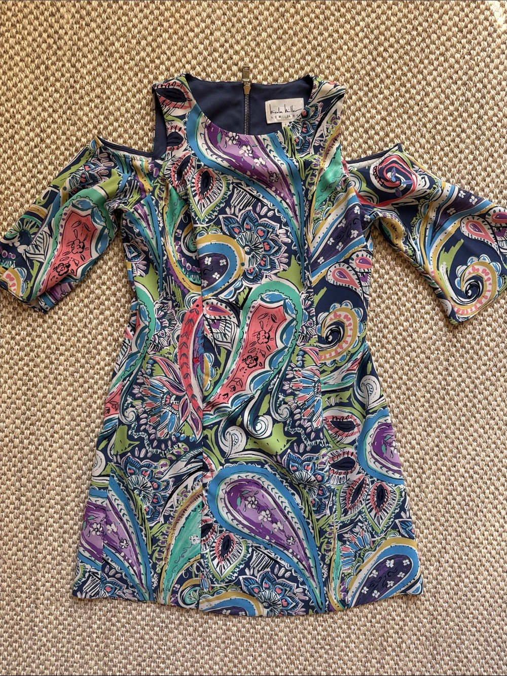 Nicole Miller Multi Paisley Cold-Shoulder Dress